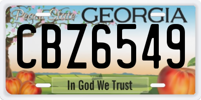 GA license plate CBZ6549