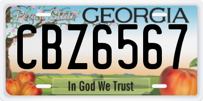GA license plate CBZ6567