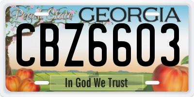 GA license plate CBZ6603