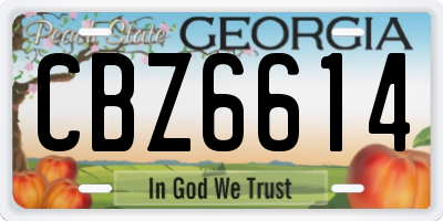 GA license plate CBZ6614