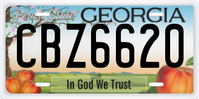 GA license plate CBZ6620