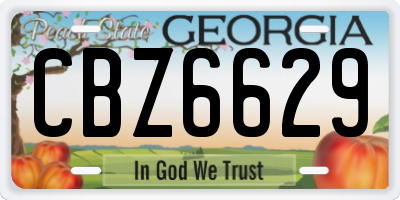 GA license plate CBZ6629