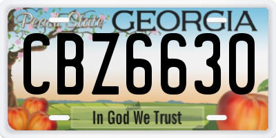 GA license plate CBZ6630