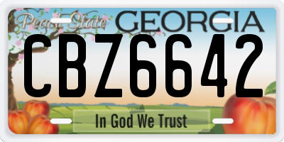 GA license plate CBZ6642