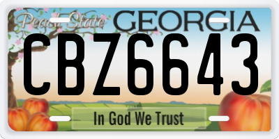 GA license plate CBZ6643