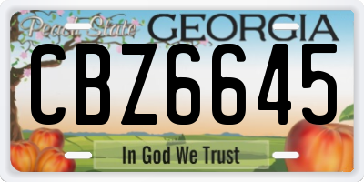 GA license plate CBZ6645