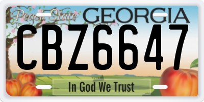 GA license plate CBZ6647