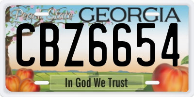 GA license plate CBZ6654