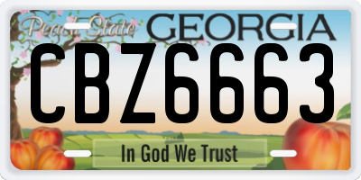GA license plate CBZ6663
