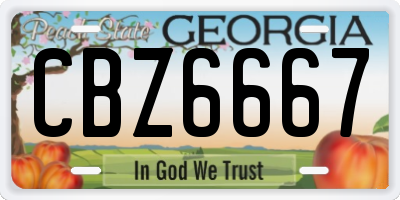 GA license plate CBZ6667