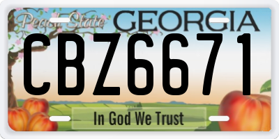 GA license plate CBZ6671