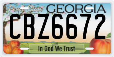 GA license plate CBZ6672
