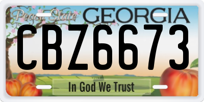 GA license plate CBZ6673