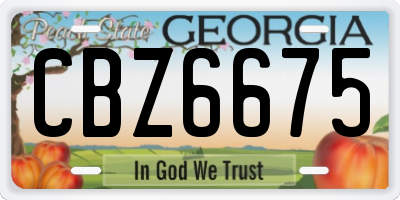 GA license plate CBZ6675