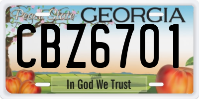 GA license plate CBZ6701
