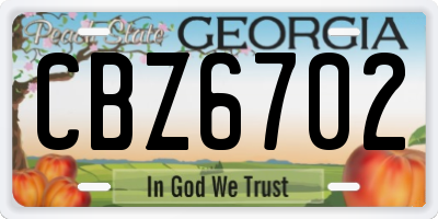 GA license plate CBZ6702