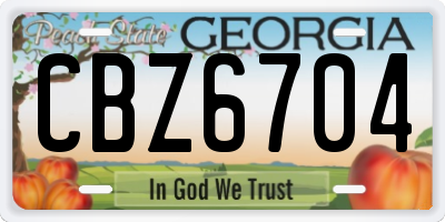 GA license plate CBZ6704