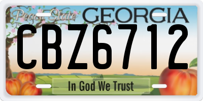 GA license plate CBZ6712