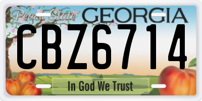 GA license plate CBZ6714