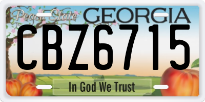 GA license plate CBZ6715