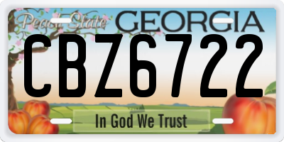 GA license plate CBZ6722