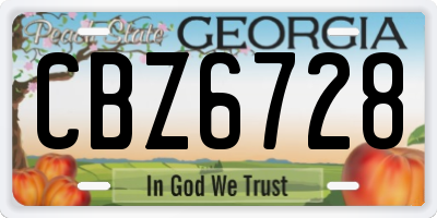 GA license plate CBZ6728