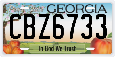 GA license plate CBZ6733