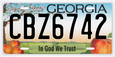 GA license plate CBZ6742