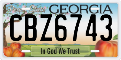 GA license plate CBZ6743