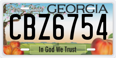 GA license plate CBZ6754