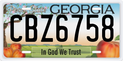 GA license plate CBZ6758