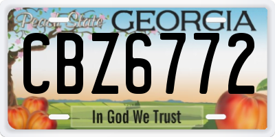 GA license plate CBZ6772