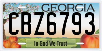 GA license plate CBZ6793