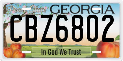 GA license plate CBZ6802
