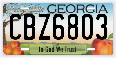 GA license plate CBZ6803