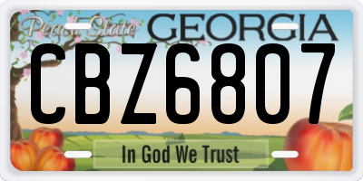 GA license plate CBZ6807