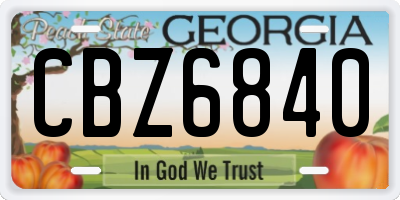 GA license plate CBZ6840