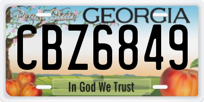 GA license plate CBZ6849
