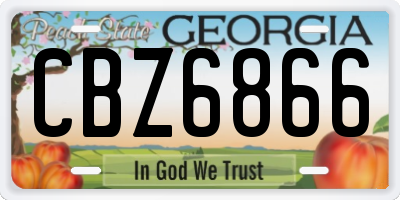GA license plate CBZ6866
