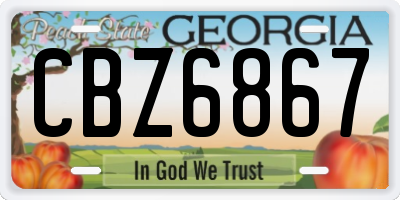 GA license plate CBZ6867