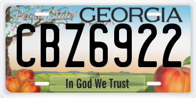 GA license plate CBZ6922