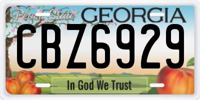 GA license plate CBZ6929