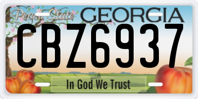 GA license plate CBZ6937