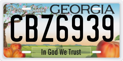 GA license plate CBZ6939