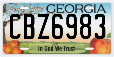 GA license plate CBZ6983