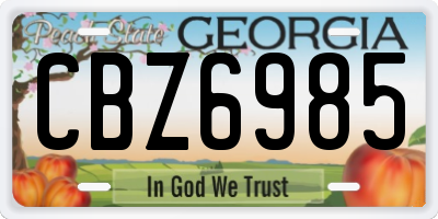 GA license plate CBZ6985