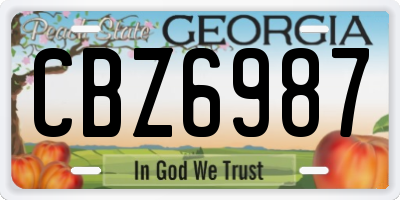 GA license plate CBZ6987