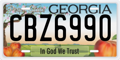GA license plate CBZ6990