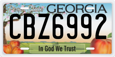 GA license plate CBZ6992