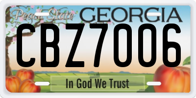 GA license plate CBZ7006